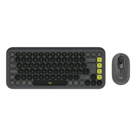 POP Icon Combo Tastiera Mouse Incluso Universale Bluetooth QWERTY Indiano Grafite, Verde
