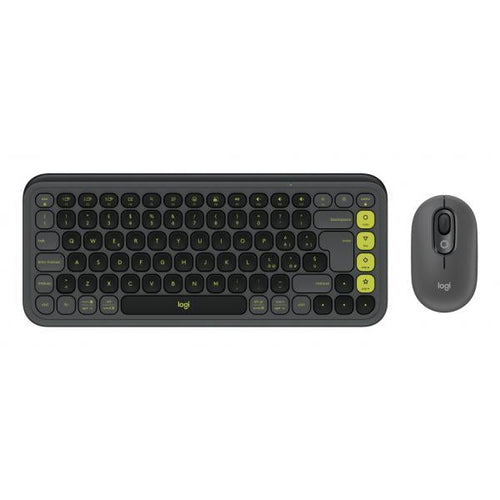 POP Icon Combo Tastiera Mouse Incluso Universale Bluetooth QWERTY Indiano Grafite, Verde