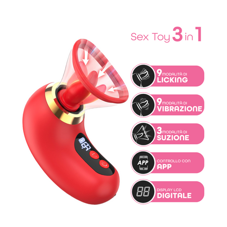 Succhia Clitoride Vibratore con Lingua in Silicone Controllo Remoto App Sex Toy