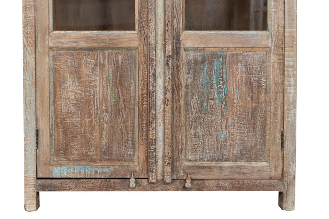 Biscottini Vetrina in legno massiccio riciclato finitura anticata realizzata massello