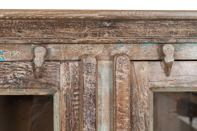 Biscottini Biscottini Vetrina Legno Massiccio Recupero Anticata Mobile 114x42x183 Arredo