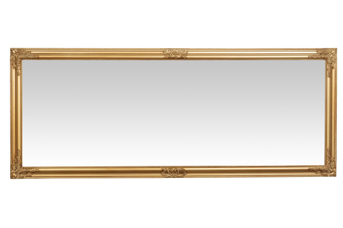 Biscottini Specchio Specchiera da parete e appendere verticale/orizzontale L73xPR4xH181 cm finitura foglia oro anticato.