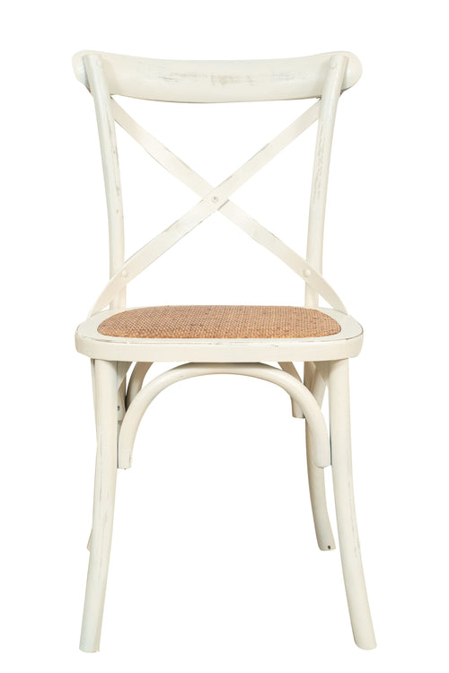 Biscottini Sedia Thonet in massello e seduta in rattan finitura bianca anticata larghezza