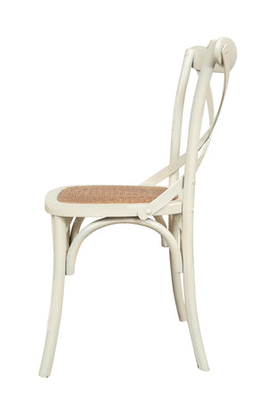 Biscottini Sedia Thonet in massello e seduta in rattan finitura bianca anticata larghezza