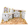 Capanna grotta vuota in legno scenario palestinese con luci per natività presepe natalizio