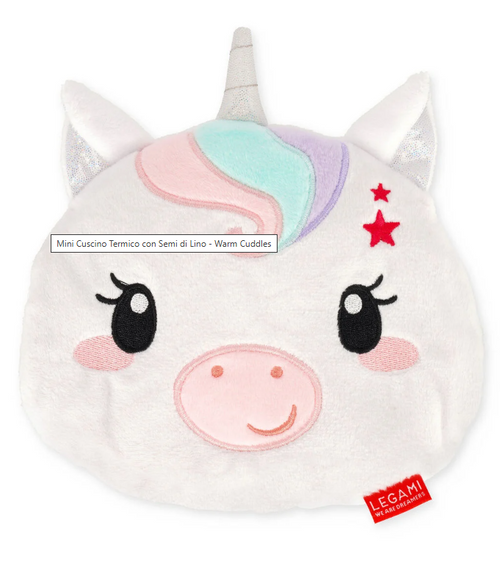 Mini Cuscino Termico con Semi di Lino - Warm Cuddles, Unicorno
