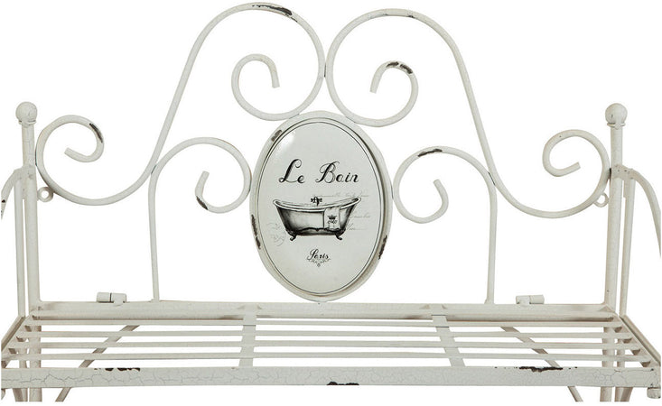 Biscottini Biscottini Mensola Muro Portasciugamani Ferro Battuto Shabby Bianca 55.5x19x43