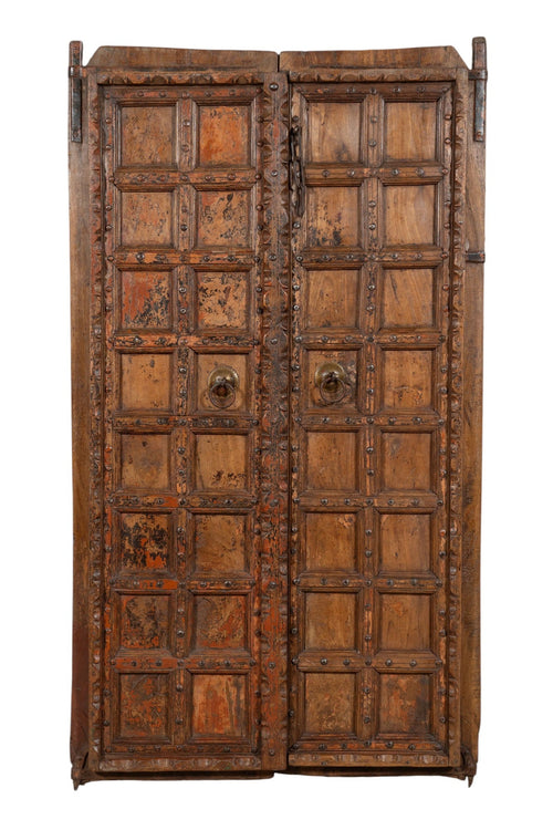 Biscottini Porta portone in legno massello e ferro da interno o da esterno vecchia e antica medievale scorrevole