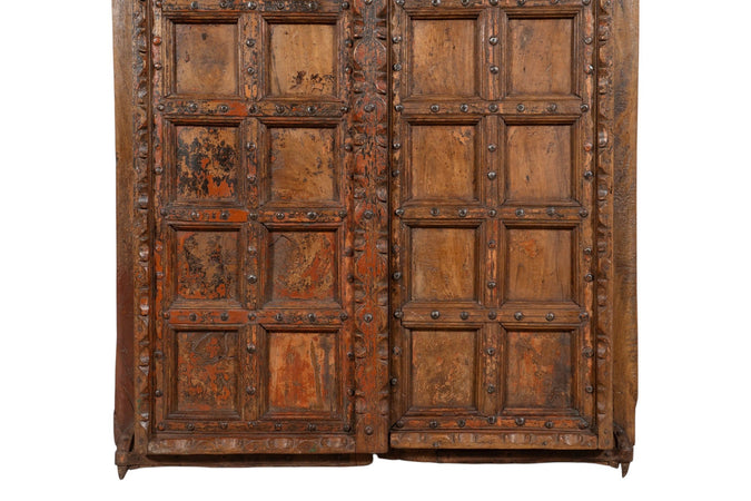 Biscottini Porta portone in legno massello e ferro da interno o da esterno vecchia e antica medievale scorrevole