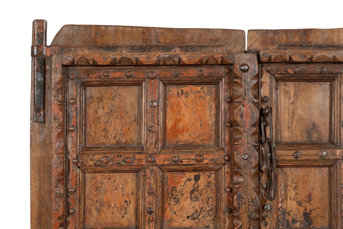 Biscottini Porta portone in legno massello e ferro da interno o da esterno vecchia e antica medievale scorrevole