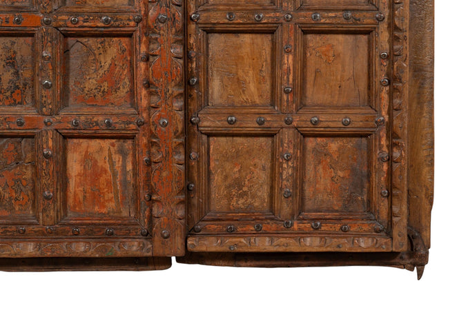 Biscottini Porta portone in legno massello e ferro da interno o da esterno vecchia e antica medievale scorrevole