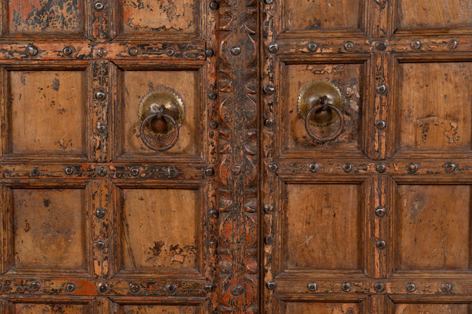 Biscottini Porta portone in legno massello e ferro da interno o da esterno vecchia e antica medievale scorrevole