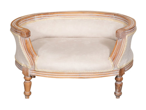 Biscottini Biscottini Pouf Schienale Luigi XVI Legno Faggio Sbiancato Rosa Imbottito