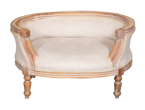 Biscottini Biscottini Pouf Schienale Luigi XVI Legno Faggio Sbiancato Rosa Imbottito