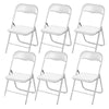 Set 6 Sedie Imbottite Pieghevoli Salvaspazio con Struttura Metallo e PVC Bianco
