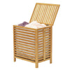 Cesto Porta Biancheria Sporca Legno Bambù con Sacco Tessuto Rimovibile 100lt 50x35H60cm