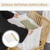 Cesto Porta Biancheria Sporca Legno Bambù con Sacco Tessuto Rimovibile 100lt 50x35H60cm