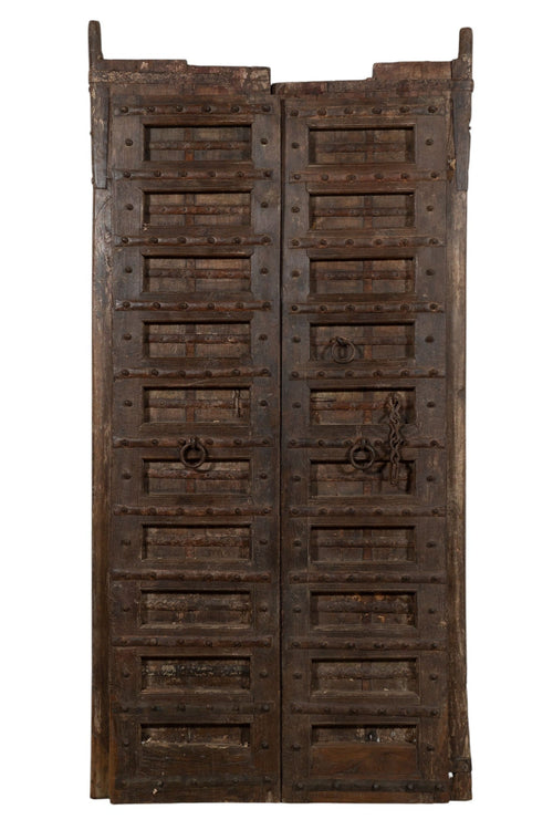 Biscottini Porta portone in legno massello e ferro da interno o da esterno vecchia e antica medievale scorrevole