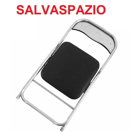 Set 6 Pezzi Sedie Imbottite Pieghevoli Colore Nero Struttura Silver Sedia Metal