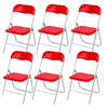 Set 6 Pezzi Sedie Imbottite Pieghevoli Colore Rosso Struttura Silver Sedia Metal