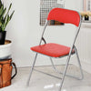 Set 6 Pezzi Sedie Imbottite Pieghevoli Colore Rosso Struttura Silver Sedia Metal