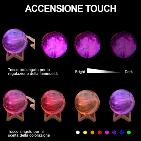 Lampada da Tavolo Sfera 18cm Luce LED RGB Telecomando e batteria ricaricabile usb