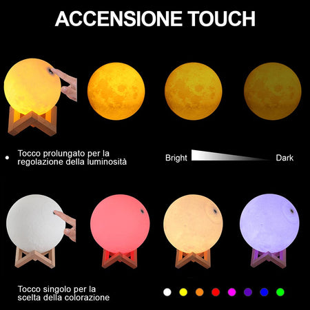 Lampada da Tavolo Sfera 15cm Luce LED RGB Telecomando e batteria ricaricabile usb