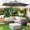 Set da Giardino Polyrattan con Pouf e Cuscini per 5 persone Arredamento Esterno Beige