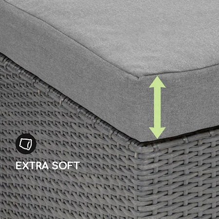 Set da Giardino Polyrattan con Pouf e Cuscini per 5 persone Arredamento Esterno Grigio Chiaro