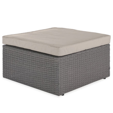 Set da Giardino Polyrattan con Pouf e Cuscini per 5 persone Arredamento Esterno Beige