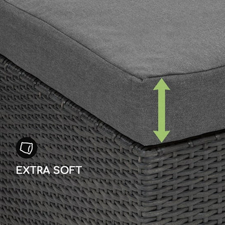 Set da Giardino Polyrattan con Pouf e Cuscini per 5 persone Arredamento Esterno Grigio