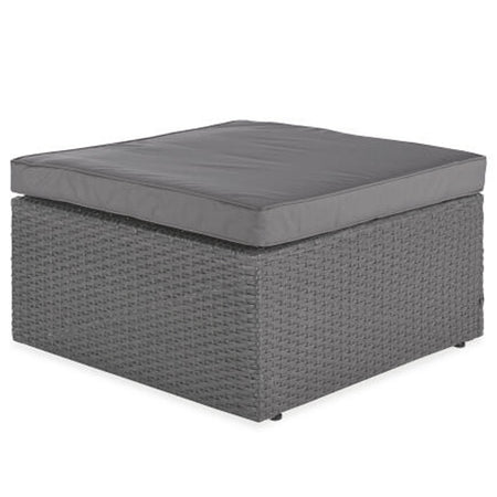 Set da Giardino Polyrattan con Pouf e Cuscini per 5 persone Arredamento Esterno Grigio