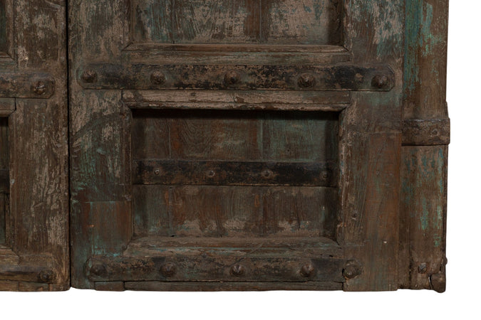 Biscottini Porta portone in legno massello e ferro da interno o da esterno vecchia e antica medievale scorrevole