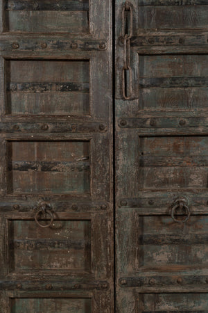 Biscottini Porta portone in legno massello e ferro da interno o da esterno vecchia e antica medievale scorrevole