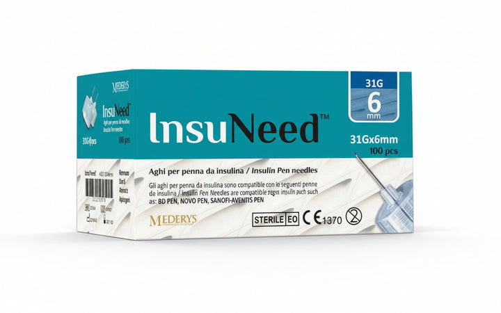 Insuneed g31 6mm ago penna per insulina 100 aghi