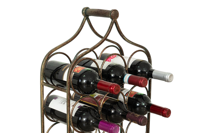 Biscottini Biscottini Portabottiglie Cantinetta Ferro Battuto Pieno Nera Anticata 24