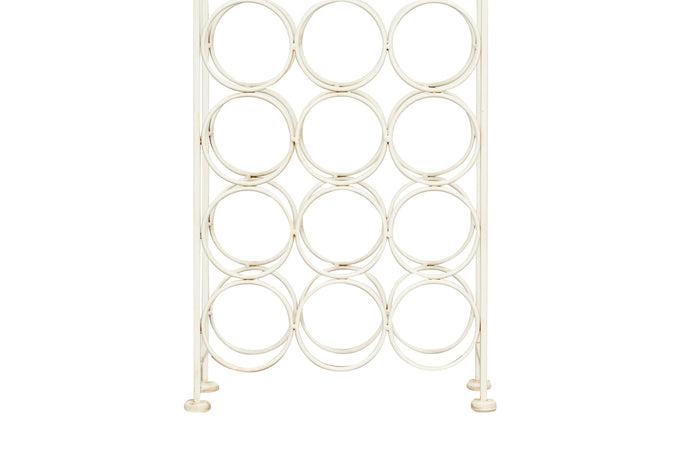 Biscottini Biscottini Portabottiglie Cantinetta Ferro Battuto Bianco Anticato 24 Bottiglie