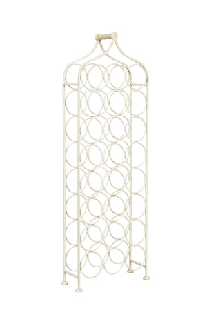 Biscottini Biscottini Portabottiglie Cantinetta Ferro Battuto Bianco Anticato 24 Bottiglie