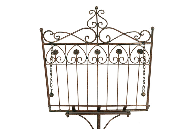 Biscottini Leggio da terra in ferro battuto pieno finitura ruggine anticata L46xPR32xH139 cm