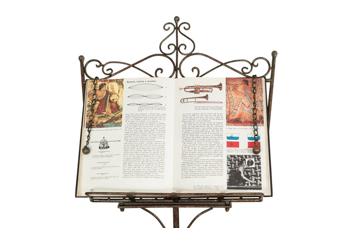 Biscottini Leggio Biscottini da Terra Ferro Battuto Pieno Anticato 46x32x139 Regolabile