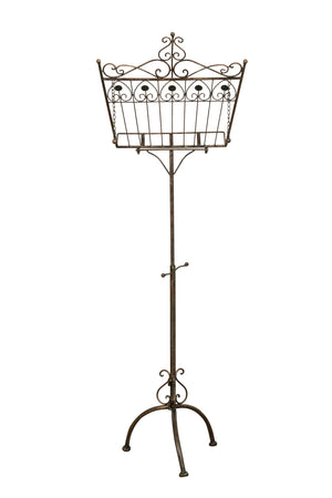 Biscottini Leggio da terra in ferro battuto pieno finitura ruggine anticata L46xPR32xH139 cm