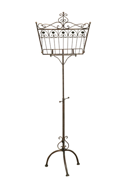 Biscottini Leggio da terra in ferro battuto pieno finitura ruggine anticata L46xPR32xH139 cm