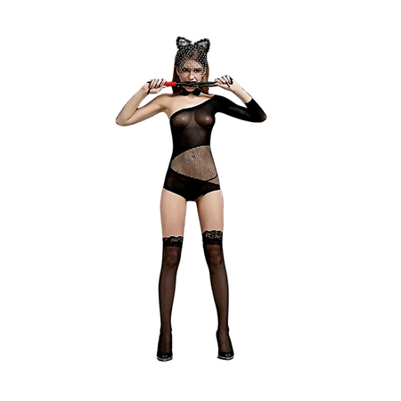 Body Sexy Coniglietta Bunny Lingerie Erotica Monospalla in Rete Tg Unica Costume