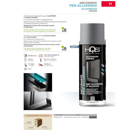 HQS Bomboletta di Vernice Spray 400ml Primer per Alluminio