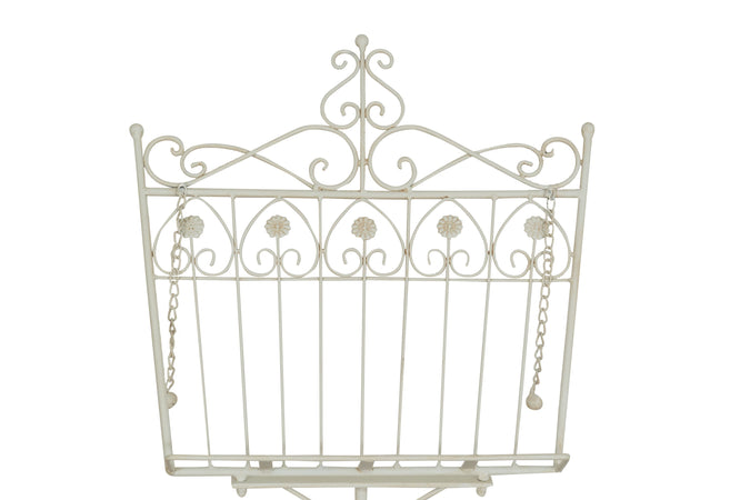 Biscottini Biscottini Leggio Terra Ferro Battuto Pieno Bianco Anticato 46x32x139 Regolabile