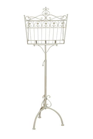 Biscottini Biscottini Leggio Terra Ferro Battuto Pieno Bianco Anticato 46x32x139 Regolabile