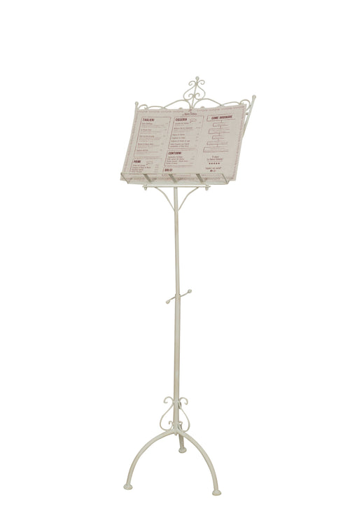 Biscottini Biscottini Leggio Terra Ferro Battuto Pieno Bianco Anticato 46x32x139 Regolabile