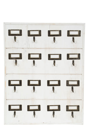 Biscottini Biscottini Bacheca Appendi Chiavi Legno Bianco Decapato 16 Ganci 37x5x47 Design