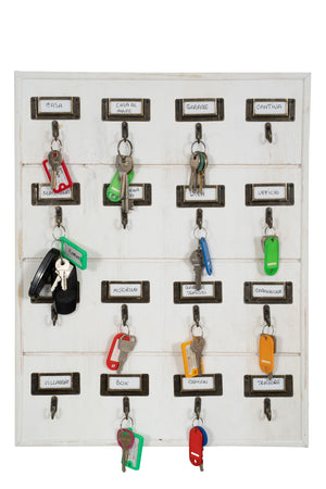 Biscottini Biscottini Bacheca Appendi Chiavi Legno Bianco Decapato 16 Ganci 37x5x47 Design