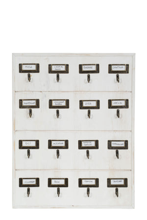 Biscottini Biscottini Bacheca Appendi Chiavi Legno Bianco Decapato 16 Ganci 37x5x47 Design